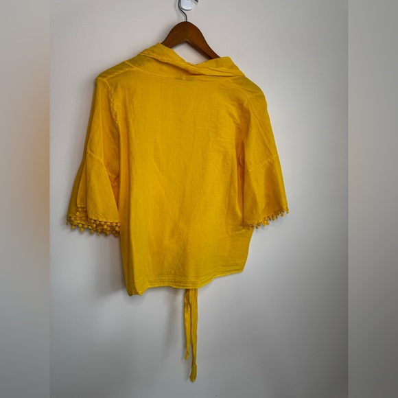 Yellow Coverup Blouse Shrug with tie front - Picture 3 of 6